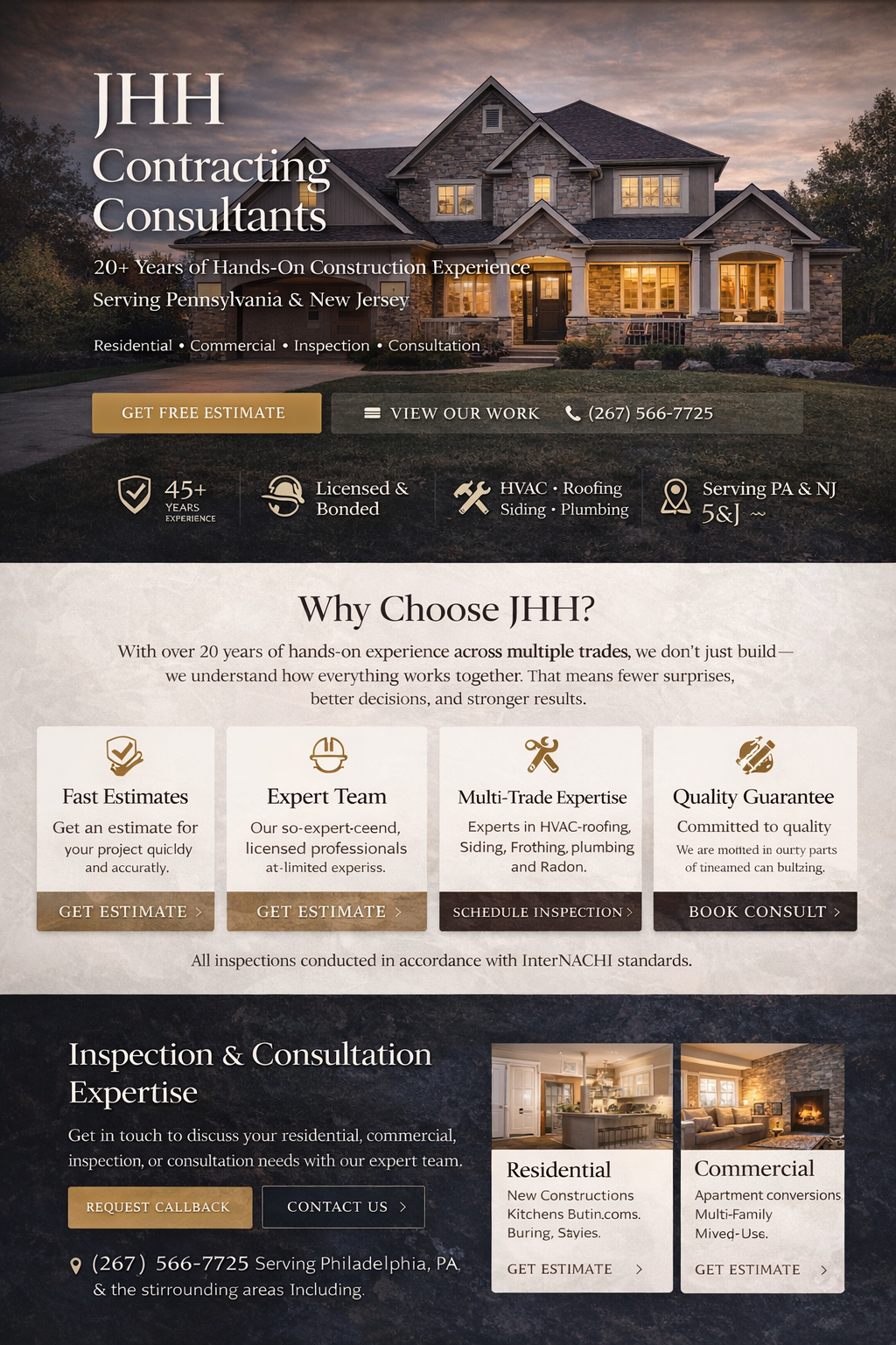 Website design mockup for JHH — conversion-first web design by Evergreen A1 Marketing